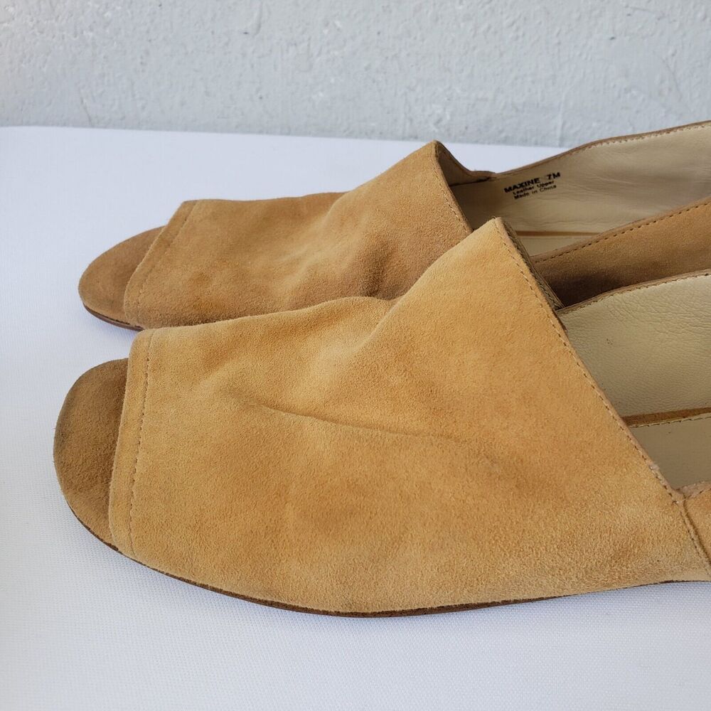 Botkier New York Womens Sz 7 Maxine Suede Tan Leather Zip Peep Toe Flats Shoes - Picture 8 of 13